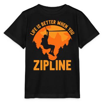 Das Leben Ist Besser Wenn Man Zipline Fährt Sport - Stanley/Stella Kinder T-Shirt MINI CREATOR  - Schwarz - Vorne - Mikhail (115cm)
