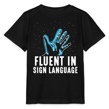 Fließend In Gebärdensprache Gebärden Awareness - Stanley/Stella Kinder T-Shirt MINI CREATOR  - Schwarz - Vorne - Mikhail (115cm)