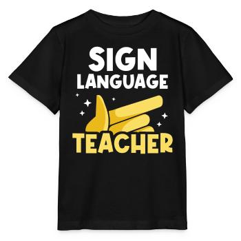 Gebärdensprache Lehrer Gestik Gebärden Awareness - Stanley/Stella Kinder T-Shirt MINI CREATOR  - Schwarz - Vorne - Mikhail (115cm)