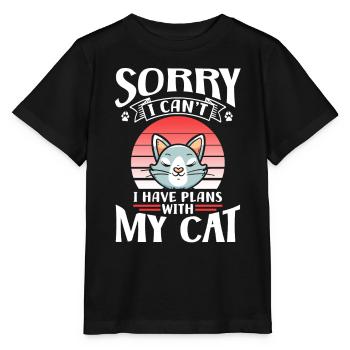 Malheureusement, je ne peux pas avoir de plans avec mon chat - T-shirt bio MINI CREATOR Stanley/Stella Enfant - noir - Devant - Mikhail (115cm)