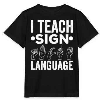 J’enseigne la conscience des signes en langue des signes - T-shirt bio MINI CREATOR Stanley/Stella Enfant - noir - Devant - Mikhail (115cm)