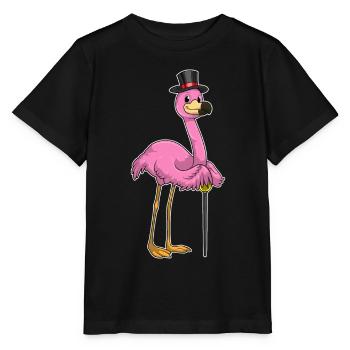 Flamingo Pensioner Walking Stick - Stanley/Stella MINI CREATOR Kids’ T-Shirt - black - Front - Mikhail (115cm)