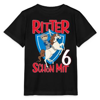 Ritter Geburtstagsmotiv 6 Jahre Jungen Geschenk - Stanley/Stella Kinder T-Shirt MINI CREATOR  - Schwarz - Vorne - Mikhail (115cm)