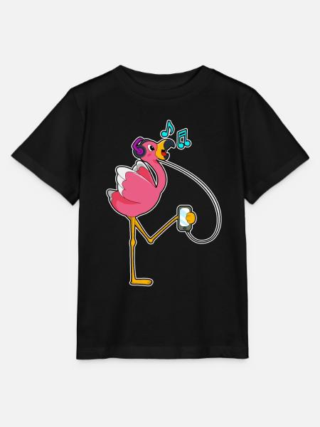 Flamingo Kopfhörer Musik - Stanley/Stella Kinder T-Shirt MINI CREATOR - Schwarz