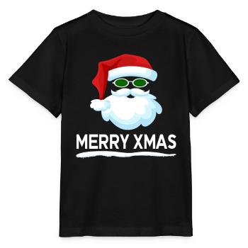MERRY XMAS Santa Claus with mustache - Stanley/Stella MINI CREATOR Kids’ T-Shirt - black - Front - Mikhail (115cm)