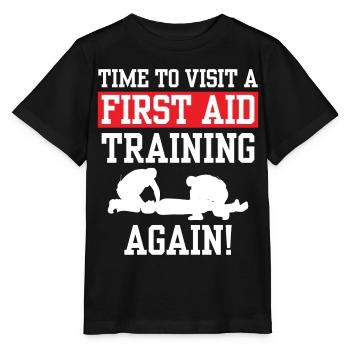 Time to attend a first aid course again - Stanley/Stella MINI CREATOR Kids’ T-Shirt - black - Front - Mikhail (115cm)