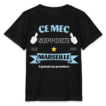 Ce mec supporte Marseille - T-shirt bio MINI CREATOR Stanley/Stella Enfant - noir - Devant - Mikhail (115cm)