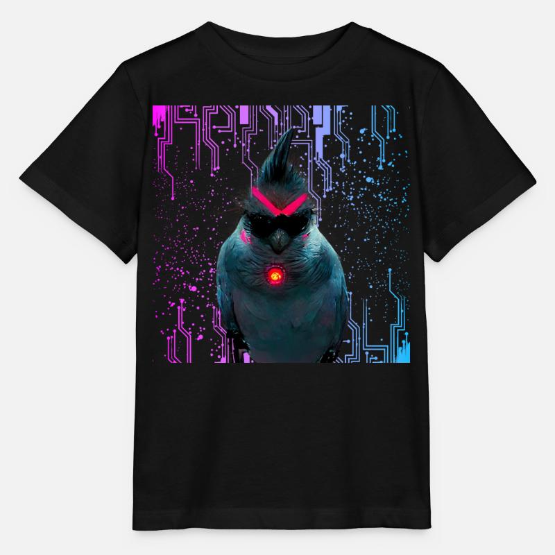 Cyber Nymphensittich Neon Bloom - Stanley/Stella Kinder T-Shirt MINI CREATOR  - Schwarz