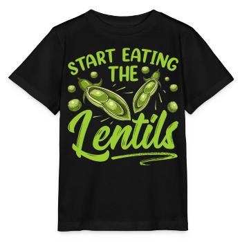 Commencez les lentilles pour manger de la soupe aux lentilles - T-shirt bio MINI CREATOR Stanley/Stella Enfant - noir - Devant - Mikhail (115cm)
