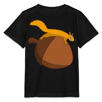 Das Eichhörnchen gegen die Eichel - Stanley/Stella Kinder T-Shirt MINI CREATOR  - Schwarz - Vorne - Mikhail (115cm)