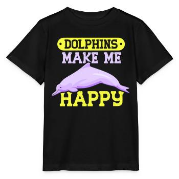 Les dauphins me rendent heureux Dauphin dauphin - T-shirt bio MINI CREATOR Stanley/Stella Enfant - noir - Devant - Mikhail (115cm)