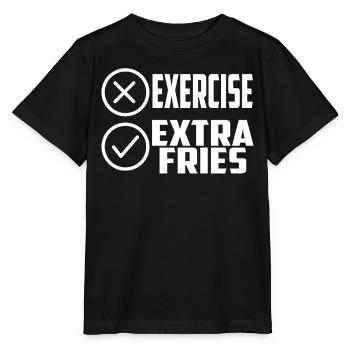 Übung Extra Pommes Exercise Extra Fries Fitness - Stanley/Stella MINI CREATOR Kids’ T-Shirt - black - Front - Mikhail (115cm)