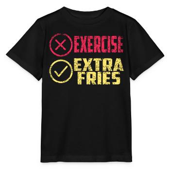 Übung Extra Pommes Exercise Extra Fries Fitness - Stanley/Stella MINI CREATOR Kids’ T-Shirt - black - Front - Mikhail (115cm)