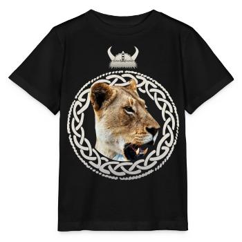 Viking lioness - Stanley/Stella MINI CREATOR Kids’ T-Shirt - black - Front - Mikhail (115cm)