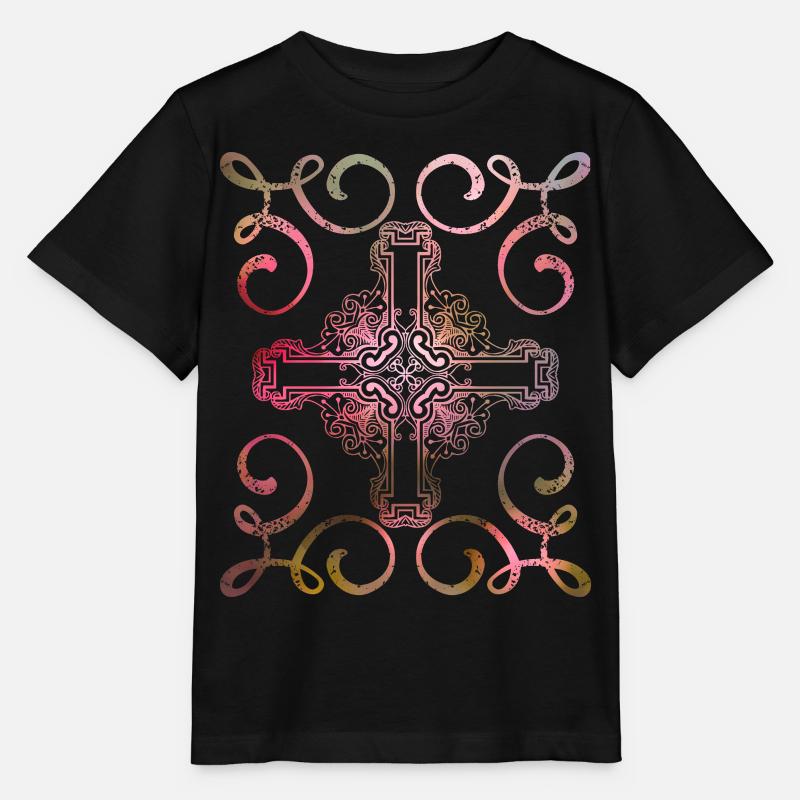 Croix chrétienne, style vintage, Jésus-Christ - T-shirt bio MINI CREATOR Stanley/Stella Enfant - noir
