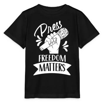 Press freedom is important Press freedom matters - Stanley/Stella MINI CREATOR Kids’ T-Shirt - black - Front - Mikhail (115cm)