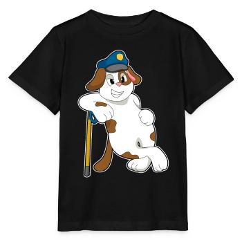 Dog Policeman Police Cap Police - Stanley/Stella MINI CREATOR Kids’ T-Shirt - black - Front - Mikhail (115cm)
