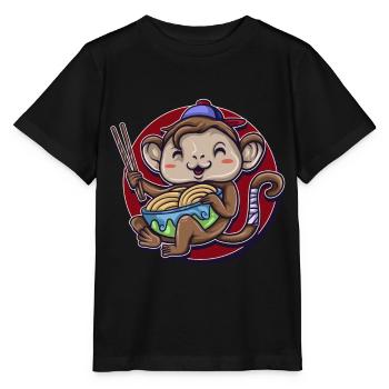Singe Gorille Primate Singe Primate Animal Laquer Monkey - T-shirt bio MINI CREATOR Stanley/Stella Enfant - noir - Devant - Mikhail (115cm)