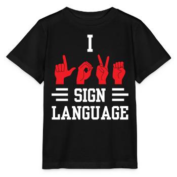 Ich Liebe Gebärdensprache Gebärden Awareness - Stanley/Stella Kinder T-Shirt MINI CREATOR  - Schwarz - Vorne - Mikhail (115cm)