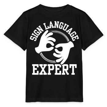Gebärdensprache Experte Gebärden Awareness Gestik - Stanley/Stella Kinder T-Shirt MINI CREATOR  - Schwarz - Vorne - Mikhail (115cm)