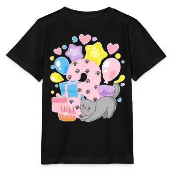 Chemise d’anniversaire Chaton enfin fille de 3 ans - T-shirt bio MINI CREATOR Stanley/Stella Enfant - noir - Devant - Mikhail (115cm)