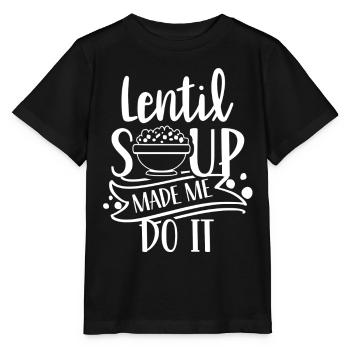 La soupe aux lentilles m’a fait des lentilles - T-shirt bio MINI CREATOR Stanley/Stella Enfant - noir - Devant - Mikhail (115cm)