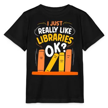 Ich Mag Bibliotheken Einfach Sehr Ok Bibliothek - Stanley/Stella Kinder T-Shirt MINI CREATOR  - Schwarz - Vorne - Mikhail (115cm)