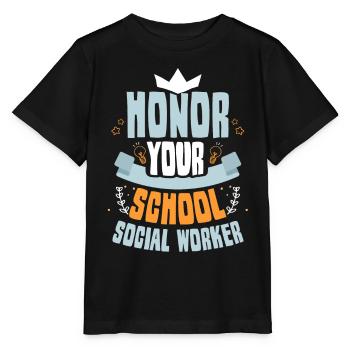 Ehre Deinen Schulsozialarbeiter Schulsozialarbeit - Stanley/Stella Kinder T-Shirt MINI CREATOR  - Schwarz - Vorne - Mikhail (115cm)