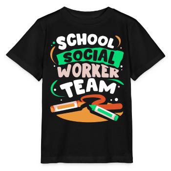 Équipe de travailleurs sociaux en milieu scolaire École de travail social - T-shirt bio MINI CREATOR Stanley/Stella Enfant - noir - Devant - Mikhail (115cm)