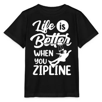 Das Leben Ist Besser Wenn Man Zipline Fährt Sport - Stanley/Stella Kinder T-Shirt MINI CREATOR  - Schwarz - Vorne - Mikhail (115cm)