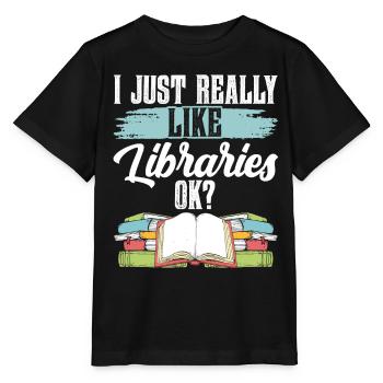 Ich Mag Bibliotheken Einfach Sehr Ok Bibliothek - Stanley/Stella Kinder T-Shirt MINI CREATOR  - Schwarz - Vorne - Mikhail (115cm)