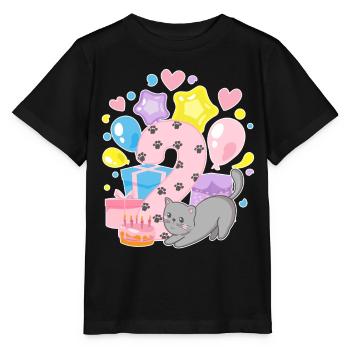Birthday shirt kitten finally 2 years girl - Stanley/Stella MINI CREATOR Kids’ T-Shirt - black - Front - Mikhail (115cm)