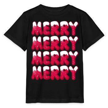 Christmas Merry-Christmas Typography Merry - Stanley/Stella MINI CREATOR Kids’ T-Shirt - black - Front - Mikhail (115cm)