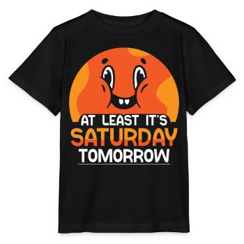 Au moins demain samedi vendredi est enfin - T-shirt bio MINI CREATOR Stanley/Stella Enfant - noir - Devant - Mikhail (115cm)