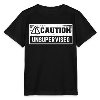 Attention sans surveillance sans surveillance Sarcastique non supervisé - T-shirt bio MINI CREATOR Stanley/Stella Enfant - noir - Devant - Mikhail (115cm)