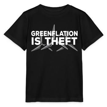 Greenflation is theft energy green inflation - Stanley/Stella MINI CREATOR Kids’ T-Shirt - black - Front - Mikhail (115cm)