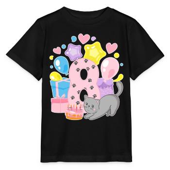Chemise d’anniversaire Chaton enfin fille de 8 ans - T-shirt bio MINI CREATOR Stanley/Stella Enfant - noir - Devant - Mikhail (115cm)