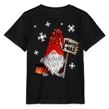 Gnome de Noël avec flocons de neige X Elfes du Mas - T-shirt bio MINI CREATOR Stanley/Stella Enfant - noir - Devant - Mikhail (115cm)