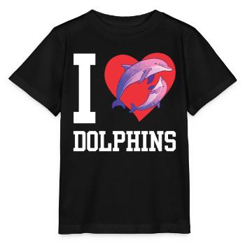 J’aime les dauphins dauphins dauphins dauphins - T-shirt bio MINI CREATOR Stanley/Stella Enfant - noir - Devant - Mikhail (115cm)