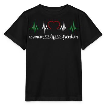 Femme Vie Liberté Battement de cœur Iran Droits des femmes - T-shirt bio MINI CREATOR Stanley/Stella Enfant - noir - Devant - Mikhail (115cm)