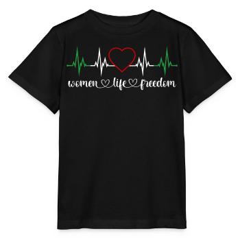 Femmes Vie Liberté Battement de cœur Droits des femmes Iran - T-shirt bio MINI CREATOR Stanley/Stella Enfant - noir - Devant - Mikhail (115cm)