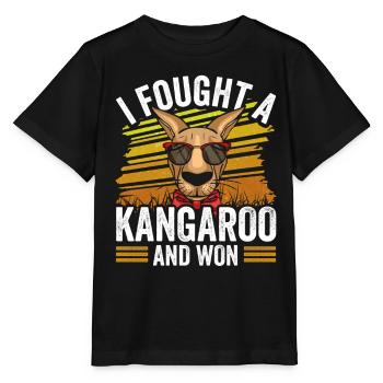 I fought with a kangaroo and won kangaroos - Stanley/Stella MINI CREATOR Kids’ T-Shirt - black - Front - Mikhail (115cm)