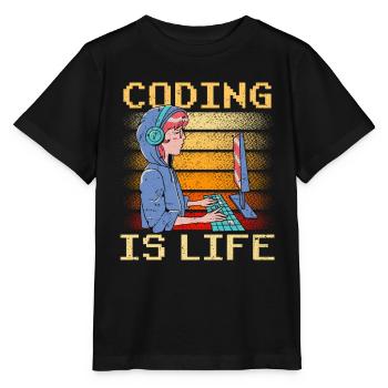 Coding is Life Coder Code Programmer - Stanley/Stella MINI CREATOR Kids’ T-Shirt - black - Front - Mikhail (115cm)