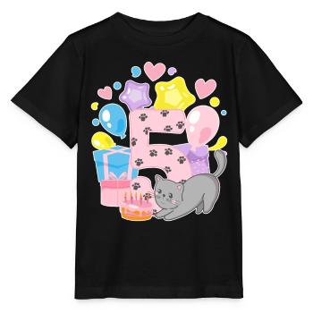 Chemise d’anniversaire Chaton enfin fille de 5 ans - T-shirt bio MINI CREATOR Stanley/Stella Enfant - noir - Devant - Mikhail (115cm)