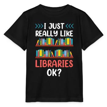 Ich Mag Bibliotheken Einfach Sehr Ok Bibliothek - Stanley/Stella Kinder T-Shirt MINI CREATOR  - Schwarz - Vorne - Mikhail (115cm)
