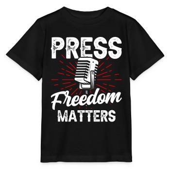 Press freedom is important Press freedom matters - Stanley/Stella MINI CREATOR Kids’ T-Shirt - black - Front - Mikhail (115cm)