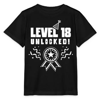 Level 18 Freigeschaltet Feier Achtzehn Geburtstag - Stanley/Stella Kinder T-Shirt MINI CREATOR  - Schwarz - Vorne - Mikhail (115cm)