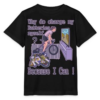 Warum ich meine Akkus selber lade ? - Stanley/Stella Kinder T-Shirt MINI CREATOR  - Schwarz - Vorne - Mikhail (115cm)