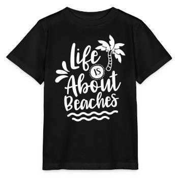 Life consists of beaches beach holiday beach - Stanley/Stella MINI CREATOR Kids’ T-Shirt - black - Front - Mikhail (115cm)