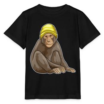 Monkey Winter Hat - Stanley/Stella MINI CREATOR Kids’ T-Shirt - black - Front - Mikhail (115cm)
